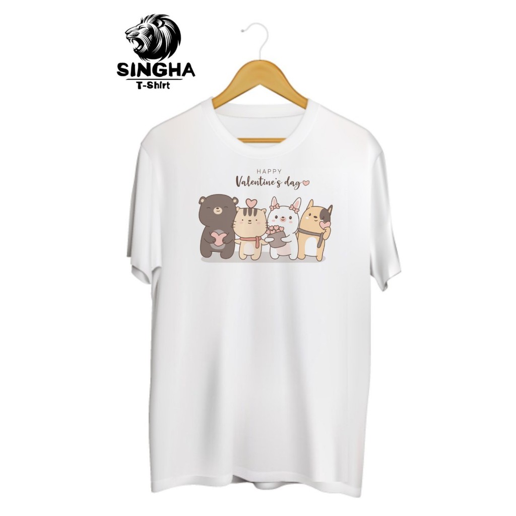 SINGHA T-Shirt Valentine's💕 เสื้อยืดสกรีนลาย สัตว์น้อยน่ารัก