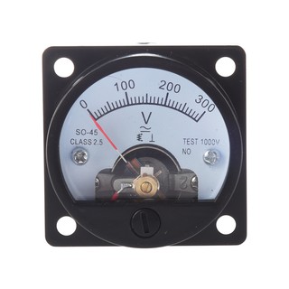 AC 0-300V Round Analog Dial Panel Meter Voltmeter Gauge Black