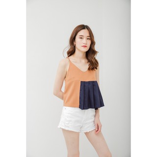 Savvy.bkk SV05 สายเดี่ยว Pleat สี Peach-Navy