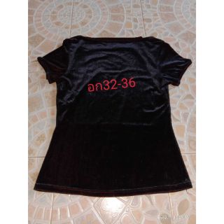 เสื้อยืดแขนสั้น ผ้ากำมะหยี่ สีแดง