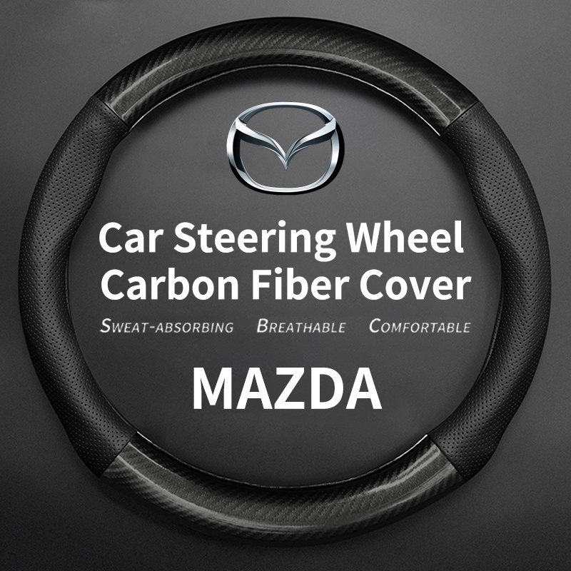 ปลอกหุ้มพวงมาลัยคาร์บอนไฟเบอร์ ระบายอากาศ สําหรับ Mazda 2 3 Mazda CX 30 CX3 Mazda BT 50