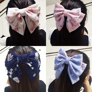 โบว์กิ๊บติดผมสไตล์เกาหลีผ้าชีฟองลายดอกน่ารักราคาถูก ++พร้อมส่ง++ผ้านิ่มสวย