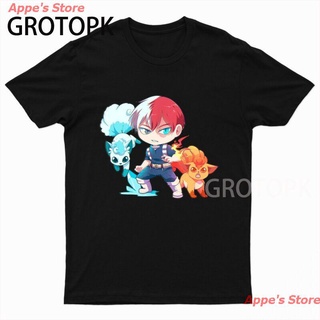 Appes Store 2021 Academia My Hero Todoroki Loves T-Shirt Anime Black T Shirt For Man เสื้อยืดอนิเมะ