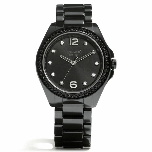 COACH WOMEN TRISTEN-BLACK CERAMIC BRACELET CRYSTAL WATCH นาฬิกาข้อมือ นาฬิกาข้อมือผู้หญิง