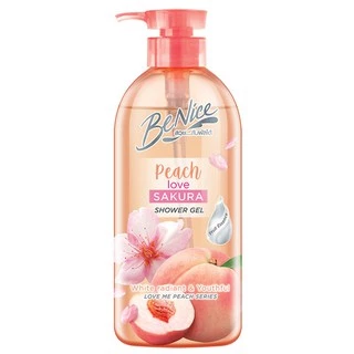 Benice Love Me Peach บีไนซ์ สบู่เหลว สครับ Super Collagen C+ สบู่อาบนํ้าพีช 450ml หัวปั้ม เจลอาบนํ้า