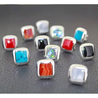 ต่างหูเงินแท้ 925 จตุรัส 12x12 mm งานส่งออก  silver square studearrings 12x12 mm. 925 ต่างหูปักก้าน