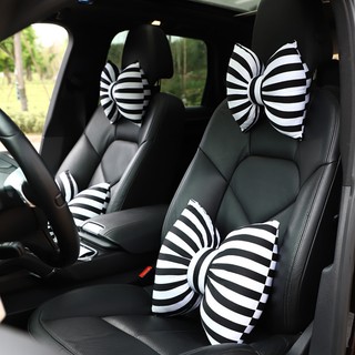 Cute bow car cushion car headrest home car dual-purpose creative stretch cotton lumbar pillow headrest lumbar pillow XN8p