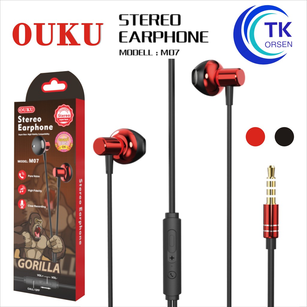 เสียงดี OUKU M07 หูฟัง 3.5 รุ่นใหม่เสียงดี รูปทรงEarPhonecแบบมีสาย ดีไซน์ทันสมัย ของแท้100%