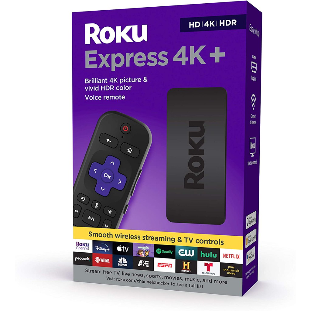 Roku Express 4K+ 2021 | Streaming Media Player HD/4K/HDR with Smooth Wireless Streaming and Roku Voice Remote with TV