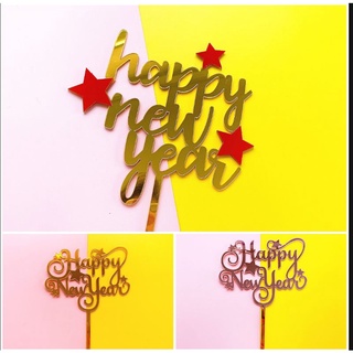 ป้ายอะคริลิคปักเค้ก Happy new year