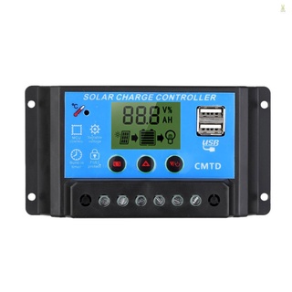 Flt อุปกรณ์ควบคุมการเก็บประจุพลังงานแสงอาทิตย์ 20A 12 24V Dual USB หน้าจอ LCD