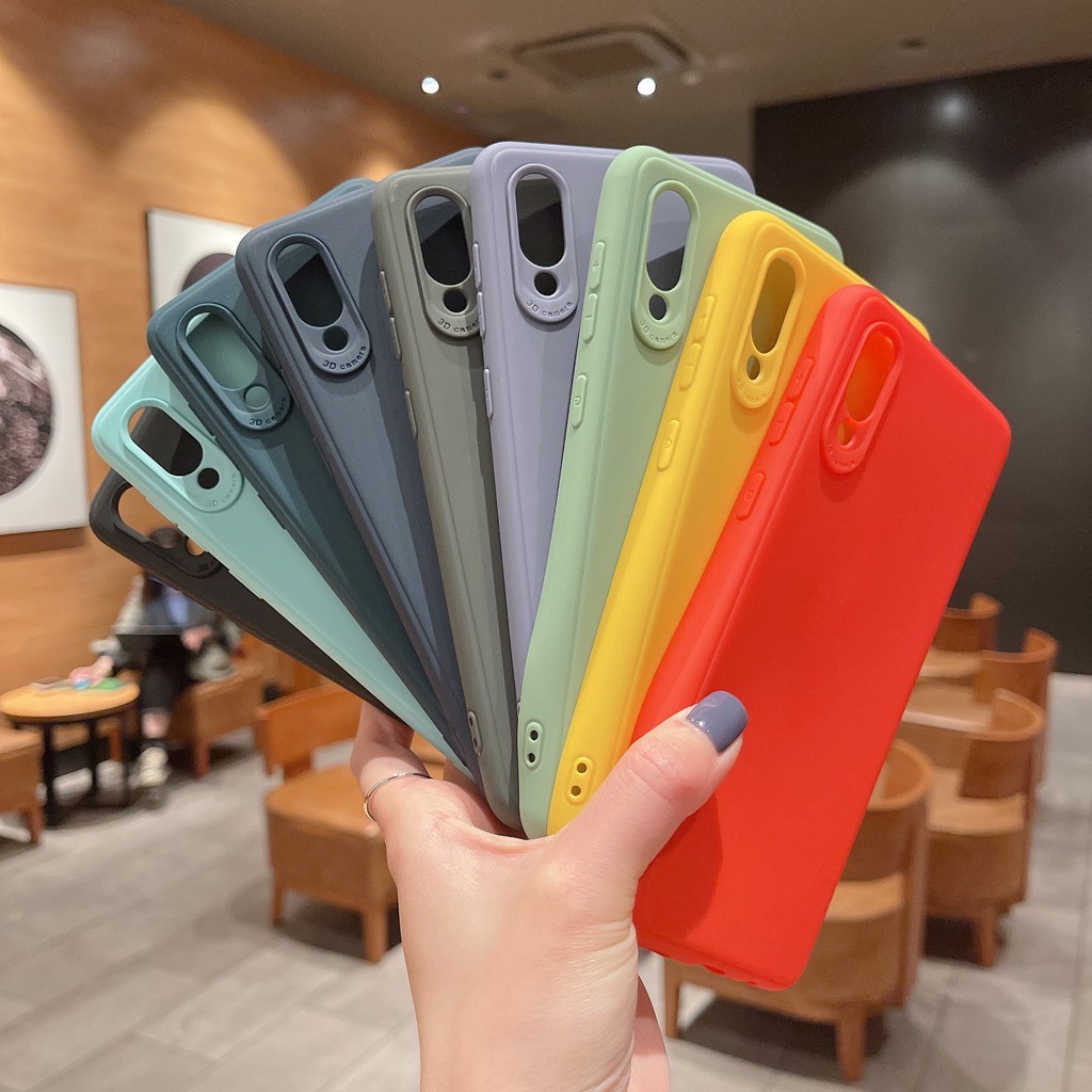 เคสยาง เคสซิลิโคสนิ่มกันกล้อง สีทึบ สีลูกกวาด บาง TPU เคส samsung A32 4g S21plus A55 5G A12 M12