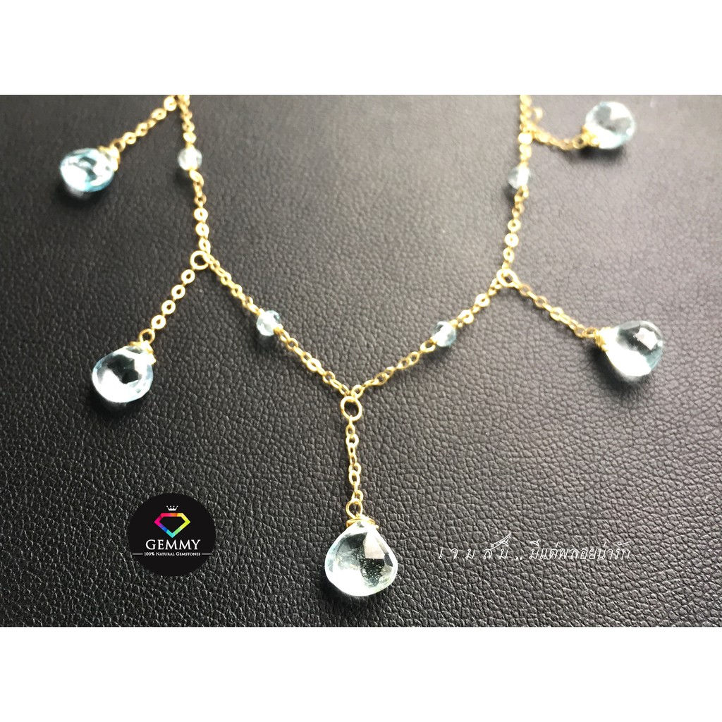 พลอยแท้100% Gemmy :สร้อยคอพลอยบลูโทพาส (Blue topaz Necklace) สร้อยคอระย้าสีฟ้าสดใส สวยงามมากค่ะรุ่นน