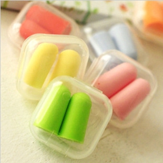 ที่อุดหู ear plug ปลั๊กอุดหู ที่ปิดหู กันเสียงรบกวน กันเสียงกรน แพ็คคู่ พร้อมกล่องเก็บ 2.2 x 1.2 cm