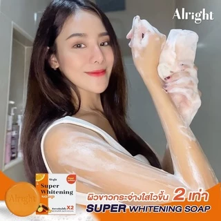 [1แถม1] สบู่ผิวกาย Alright Super Whitening Soap ออไรท์ ซุปเปอร์ไวท์เทนนิ่ง ขนาด 100 กรัม แถมฟรี สบู่ล้างหน้า Alright