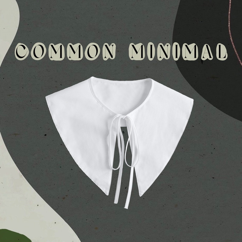 พร้อมส่ง 🤎COMMON MINIMAL🤎 ปกคอถอดได้ ปกคอเทียม สไตล์มินิมอล คอแหลม ผ้าฝ้าย สีขาว
