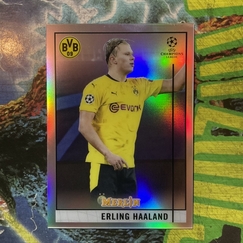 2020/21 Topps Merlin UEFA Champion League Erling Haaland (Refractor) การ์ดนักฟุตบอล การ์ดtopps