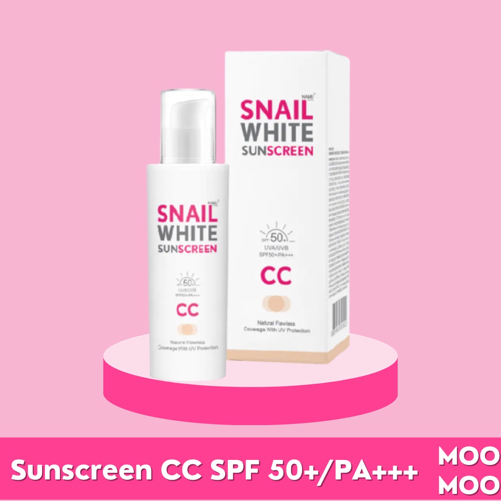 ครีมกันแดด สเนลไวท์ ซันสกรีน ซีซี ครีม SNAIL WHITE Namu Life Snailwhite Sunscreen CC Cream SPF 50+/Pa++++ ขนาด 50 มล.