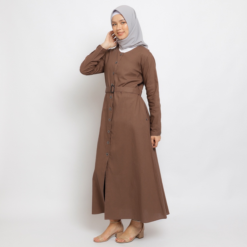 Flamoush Vineta ชุดเดรสยาวสีน้ําตาลสําหรับผู้หญิง