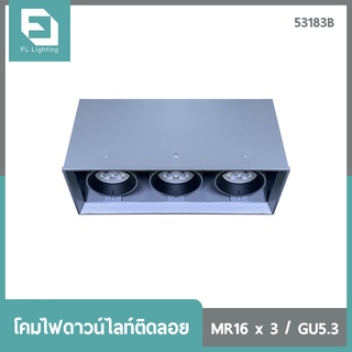 FL-Lighting โคมไฟดาวน์ไลท์ติดลอย MR16 ขั้วGU5.3 สี่เหลี่ยม 3 ช่อง ปรับหน้าได้ สีเทา / Ceiling Downlight 53183B