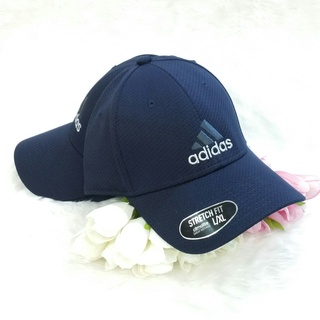 AUTH ADIDAS US Imported CAPS USA adidas Marine Stretch Fit Cap CLIMALITE SWEAT NOTHING Unisex Navy สีกรม อดิดาส หมวก