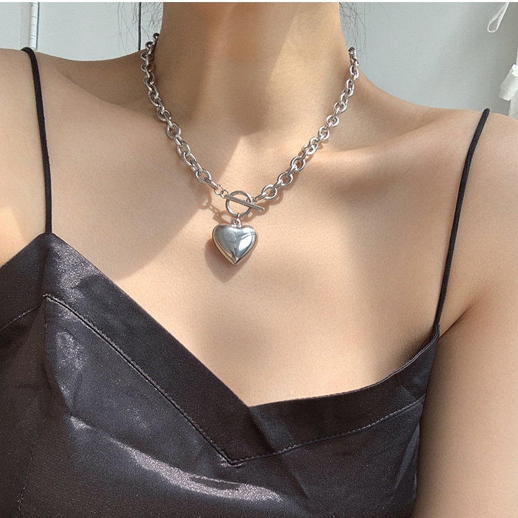 Fashion สร้อยคอ สร้อยจี้รูปหัวใจ สวมใส่ง่าย แข็งแรงทนทาน สไตล์มินิมอล พร้อมส่งจากไทย Q-121