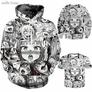 ahegao เสื้อกันหนาวมีฮู้ดพิมพ์ลายอนิเมะ 3 d สําหรับผู้ชาย