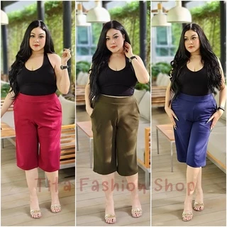 กางเกงขา5ส่วน เอว30-44 สีพื้นมี 10 สี ผ้ายืด ผ้าวูลเวฟ เอวเป็นยางยืด เก็บพุงดี งานตัดเย็บในไทย