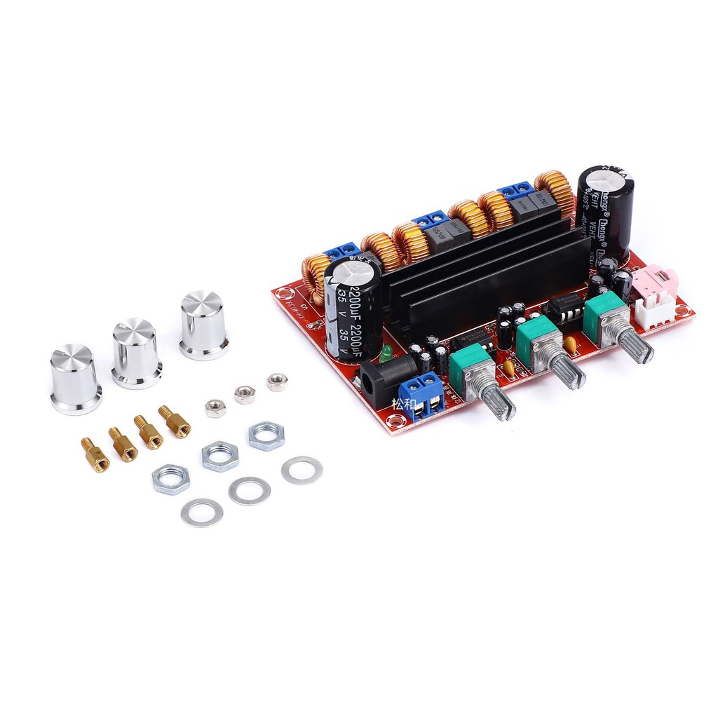 บอร์ดขยายเสียง class d  2.1 50Wx2 + ซับวูฟเฟอร์ 100W พร้อมกล่องใส