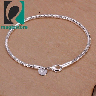 Fashion Women Pretty 3mm Silver Plated Chain Snake Bangle Bracelet Jewelry Gift