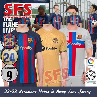 【SFS】เสื้อยืดกีฬาแขนสั้น ลายทีมชาติฟุตบอล Barcelona 22-23 ชุดเหย้า ทรงหลวม คุณภาพสูง ไซซ์ S-4XL