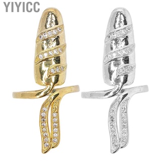 Yiyicc Fingernail Opening Ring  Shiny Rhinestone Exquisite Elegant Nail Cap Rings Fashion Healthy Art Simple for Women