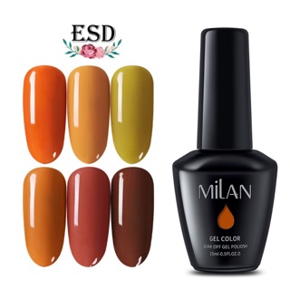 🔥.สีทาเล็บเจล Milan สีส้มเหลือง Pumpkin Series ขนาด 15 ml อบเครื่อง UV เท่านั้น  + เก็บปลายทาง