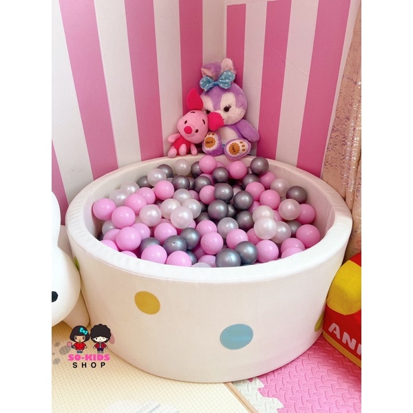 บ่อบอลผ้าหนัง ลายจุดขอบแข็งแรง ไม่ย้วย ทำความสะอาดง่าย ของRestar’s kids(มือสองสภาพดี)