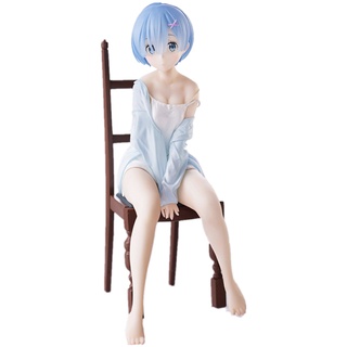 ฟิกเกอร์ Relax Rem 17 ซม. Rezero Starting Life in Another World Rem Anime Figure Rem Chair ของเล่น สําหรับสะสม