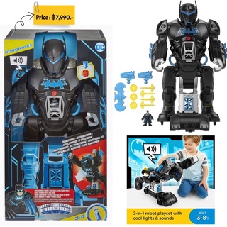 Imaginext DC Super Friends Batman Toy, 2-in-1 Robot &amp; Playset with Lights Sounds plus Batman Figure and 10 Play Pieces