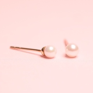 ต่างหูปักก้านทองแท้ 9K มุก Akoya Pearls 4MM