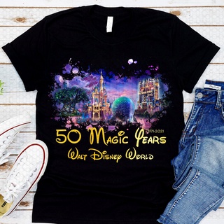 เสื้อยืดผ้าฝ้าย ชุดเดรส ลาย Disney World ครบรอบ 50 ปี 50 ปี สําหรับครอบครัว