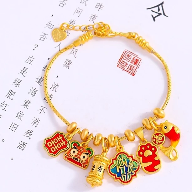 สร้อยคอ สร้อยข้อมือ ประดับลูกปัด ลายหัวเสือ กรงเล็บปลาคาร์ฟ หกตัวอักษร thumbnail 3