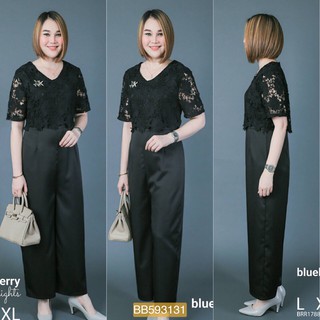 granddesignplus BB3131**สีดำ** Size 2XL อก 44" ชุดเกงกางจั๊มสูท สไตล์ชาแนล