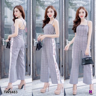 G9483 Jumpsuit จั๊มสูทสายเดี่ยวไขว้หลัง