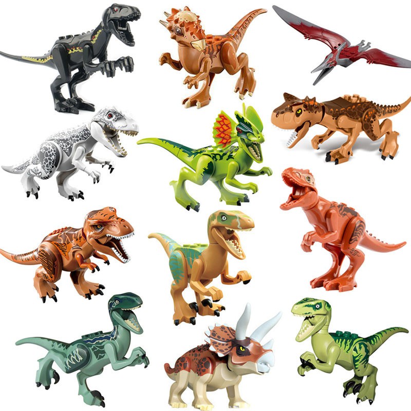 12Pcs Lego Dinosaur Jurassic World Tyrannosaurus Triceratops Building Blocks Action Figures Set Toys