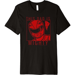 เสื้อยืดผ้าฝ้ายพิมพ์ลายแฟชั่น เสื้อยืด พิมพ์ลาย Power Rangers Fathers Day Red Ranger This Dad Is Mighty พรีเมี่ยม