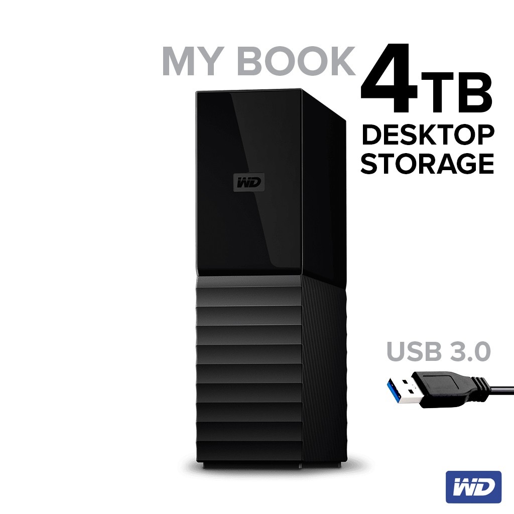 WD My Book ฮาร์ดดิสก์ HDD 4TB ไดร์ฟเก็บข้อมูล วิดีโอ ภาพ เพลง (WDBBGB0040HBK-SESN)Harddisk External 