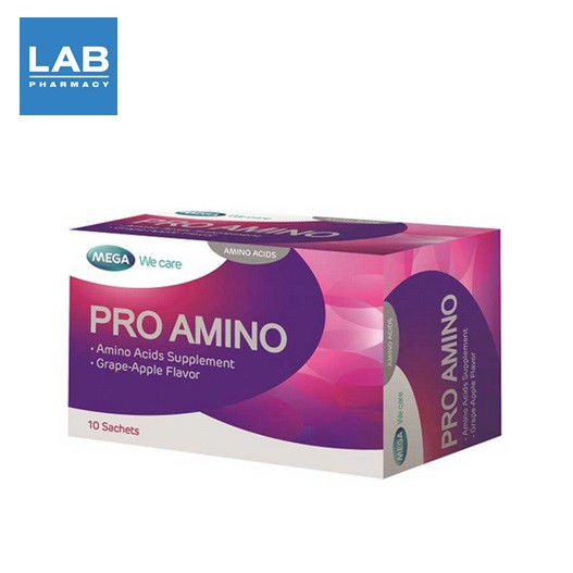 MEGA We Care Pro amino 10 sachets – เมก้า วีแคร์ โปร อะมิโน ผลิตภัณฑ์เสริมอาหารช่วยเสริมการสร้างโกรทฮอร์โมน 10 ซอง