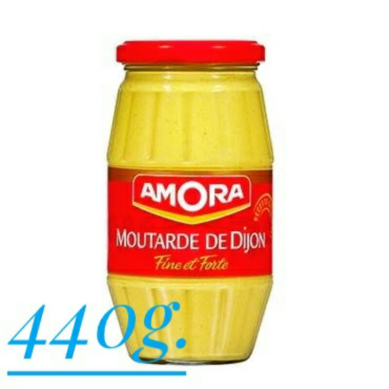 AMORA อโมรา ดิจองมัสตาร์ด นำเข้าจากฝรั่งเศส ต้นตำรับ Dijon Mustard แท้100%  ขนาด 440 กรัม