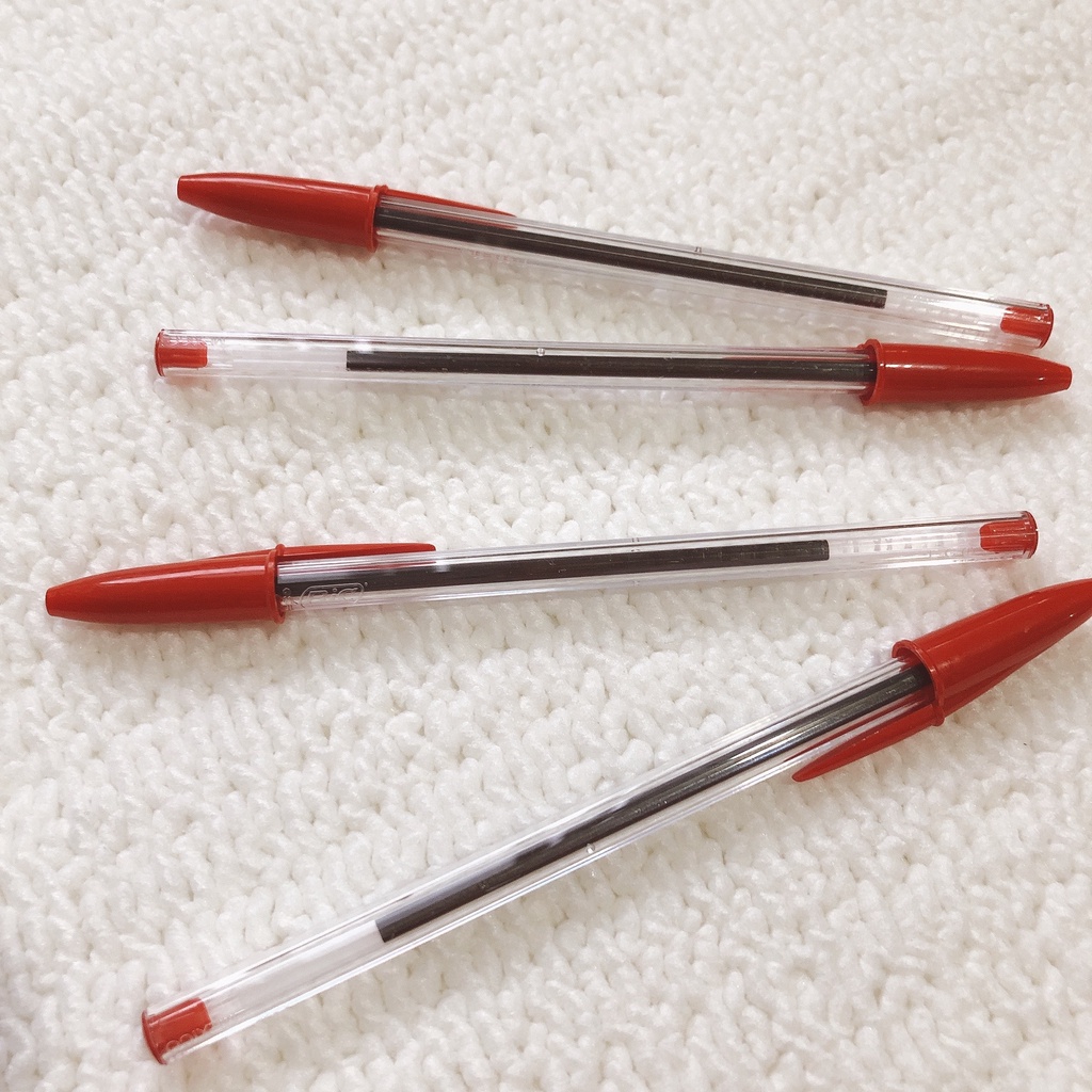 Combo 4 ปากกาลูกลื่น Bic RED กรีดปากกาใส Cristal