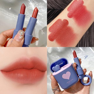 Hengfang  2Pcs/Set Girly love double tube stacked color earphone lipstick 1.5gx2 #H9423