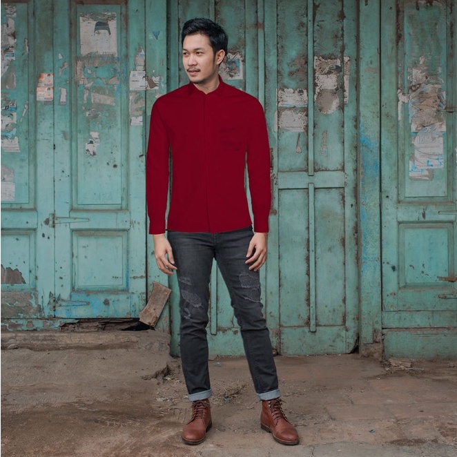 KEMEJA ANYWAY MAROON LONG SHIRT 415
