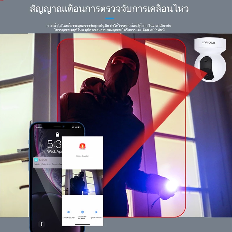 FNKvision กล้องวงจรปิดไร้สาย  Full HD 5MP 5ล้านพิกเซล ซ่อนเสาอากาศWi-Fi IP Camera กล้องวงจรปิดหมุนได้ 360° U2M thumbnail 3